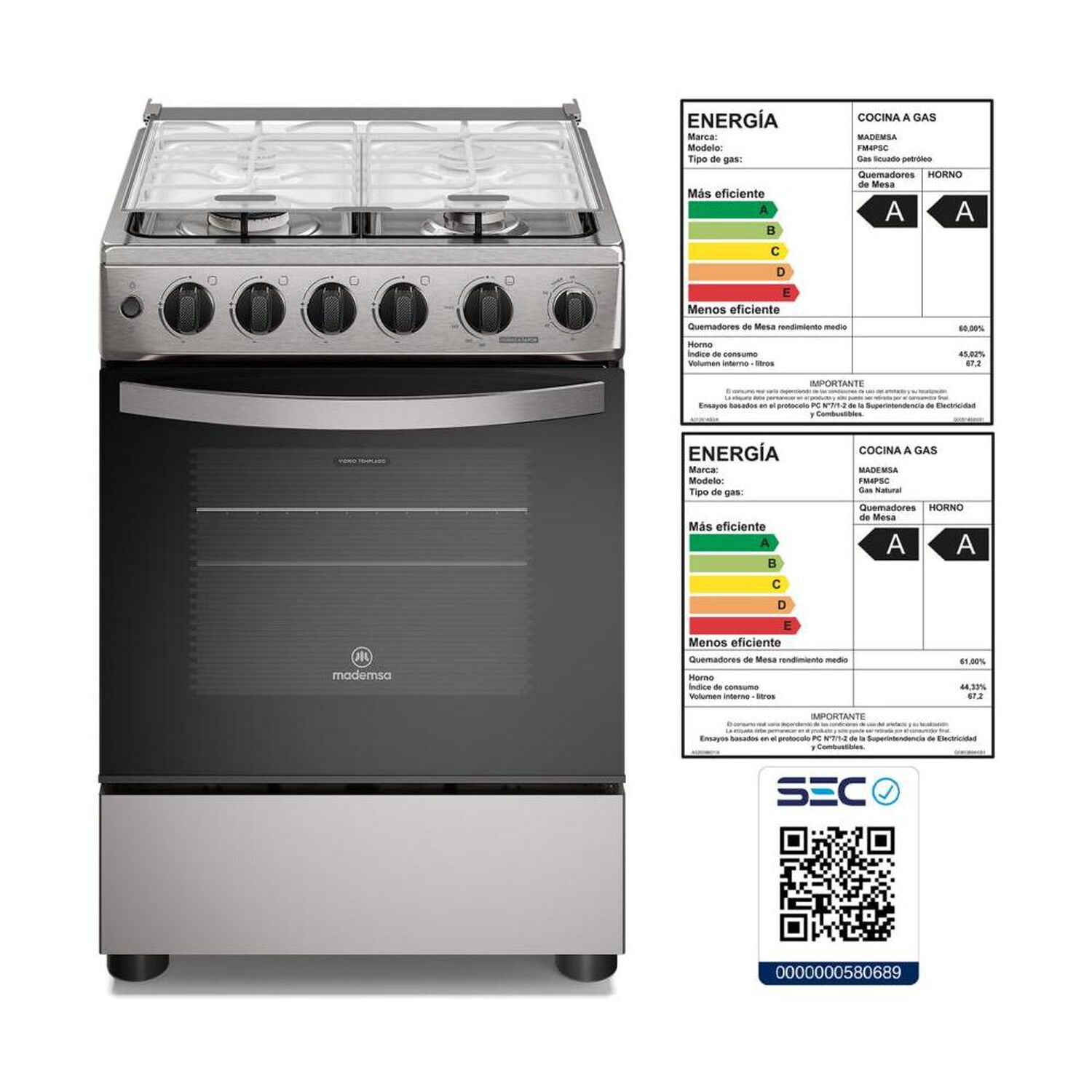 Cocina A Gas Mademsa Fm4psc 4 Quemadores image number 7.0
